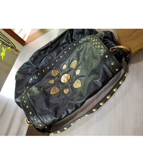 ☆AUTHENTIC NEW GUCCI IRINA BABOUSKA HOBO CLASSIC BLACK LEATHER STUDS GOLD TONE☆ - Picture 3 of 8